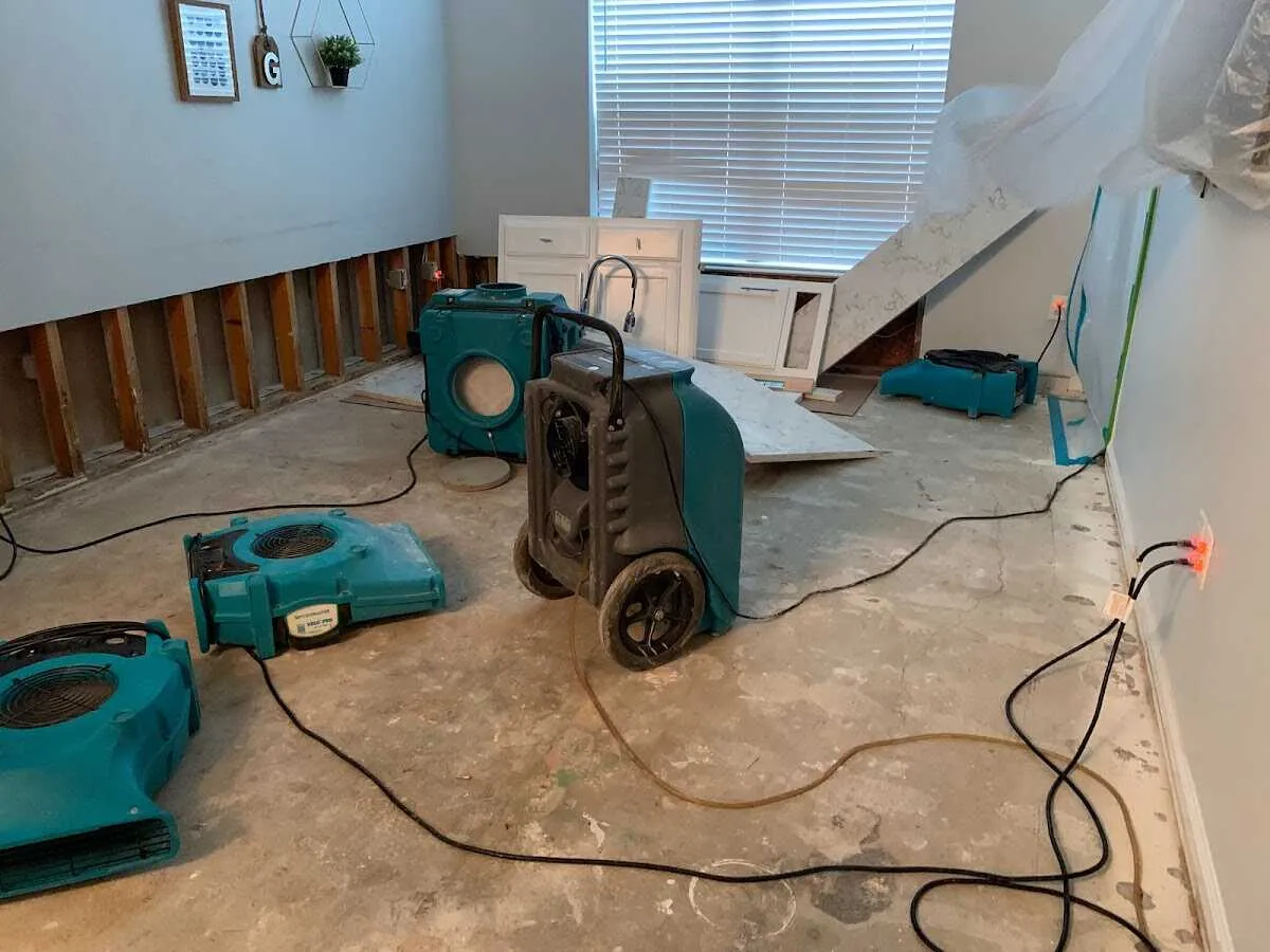 Dehumidifier in flood-cut room for Water Damage Restoration in Samsula-Spruce Creek